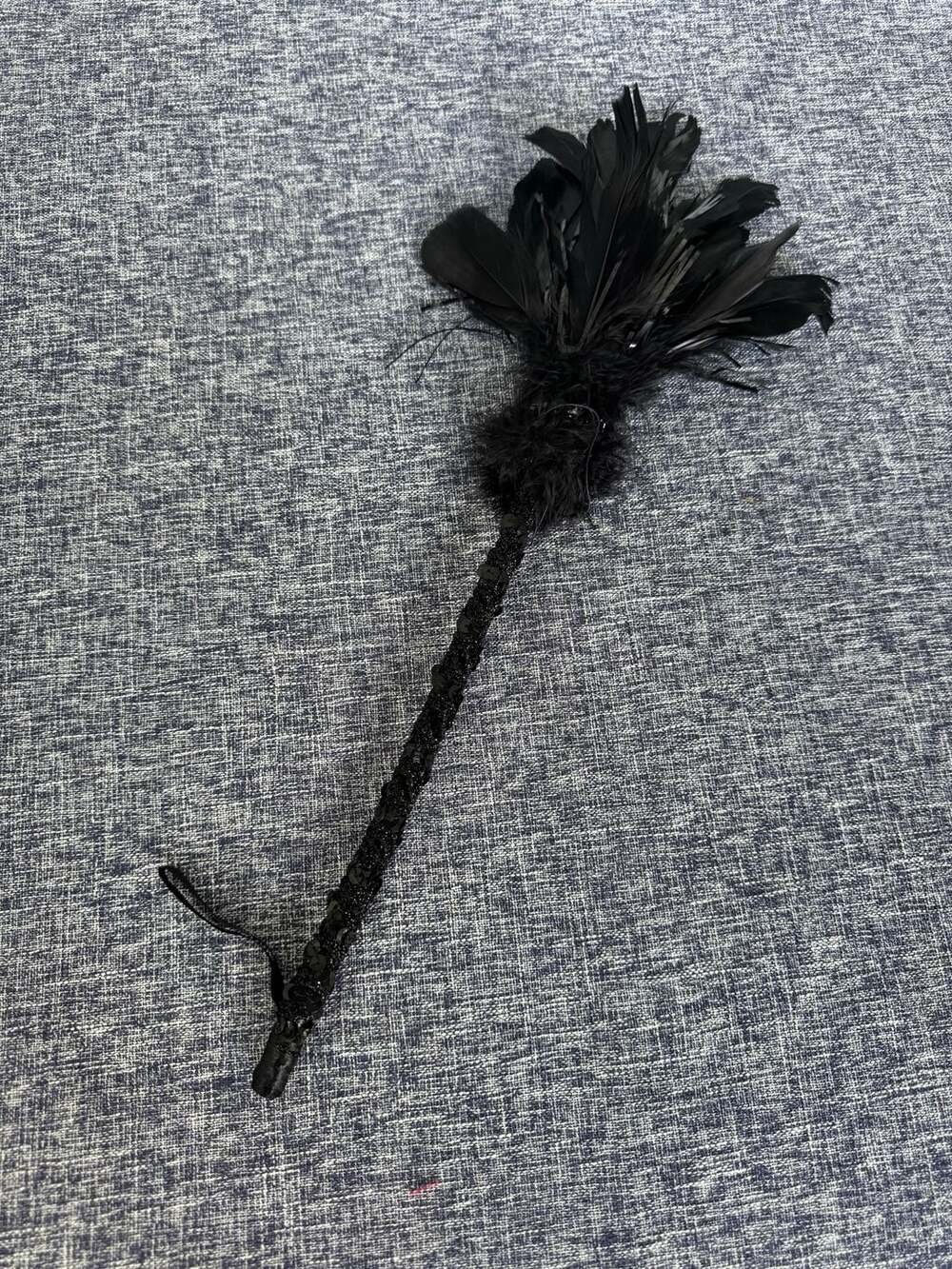 Black Feather Sequin Handle costume Halloween